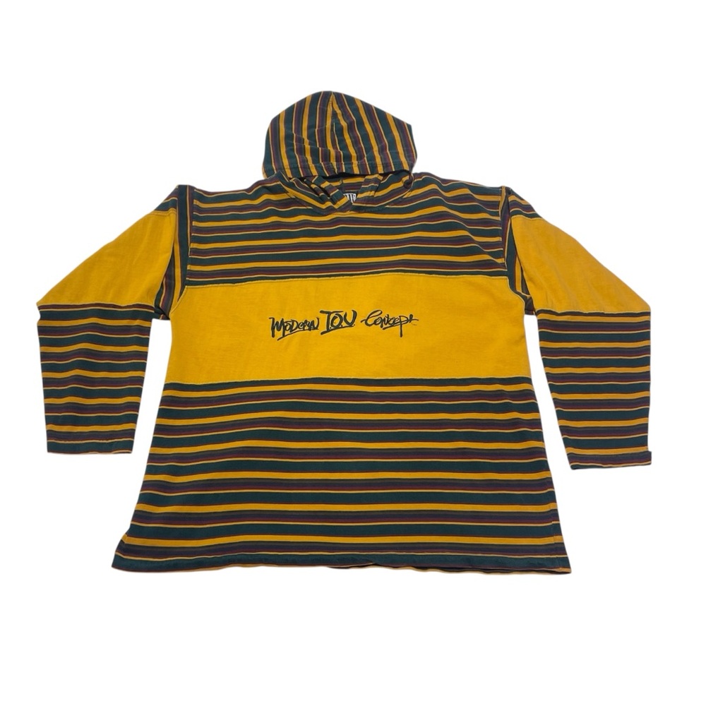 Vintage 90s IOU Modern Concept Hooded Long Sleeve Shirt Men’s Size Medium